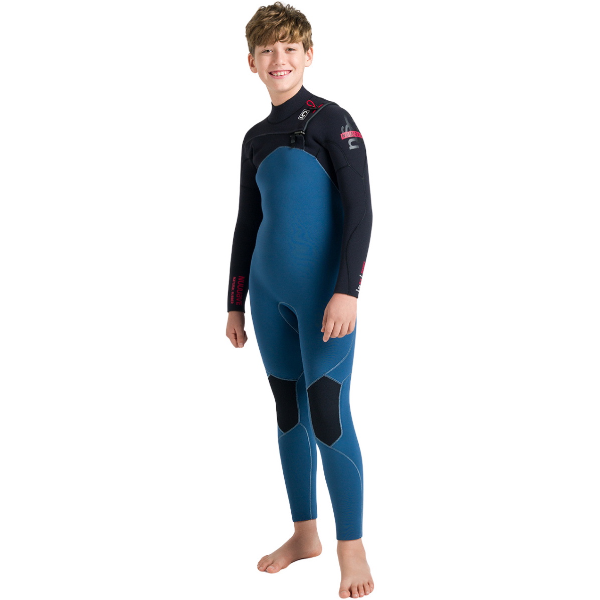 2026 C-Skins Junior Nuwave Session 5/4mm Chest Zip Wetsuit CSE54JC - Legion Blue / Black / Red